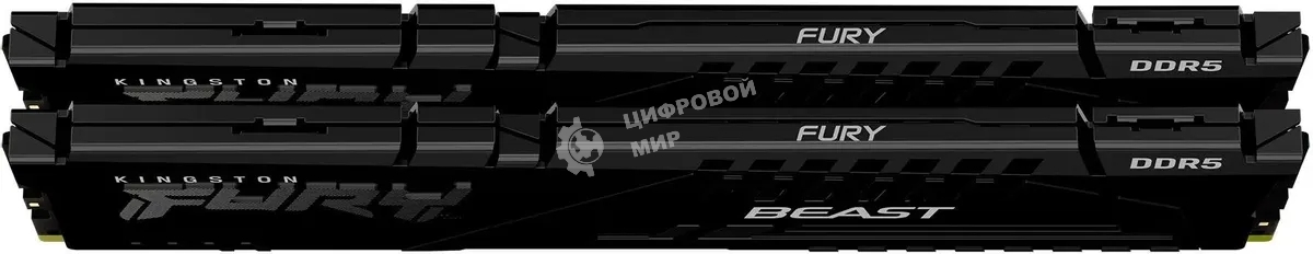 Оперативная память Kingston Fury Beast Black, DDR5, 64GB (2x32GB), 5200 MHz, CL40, с радиатором, чёрный