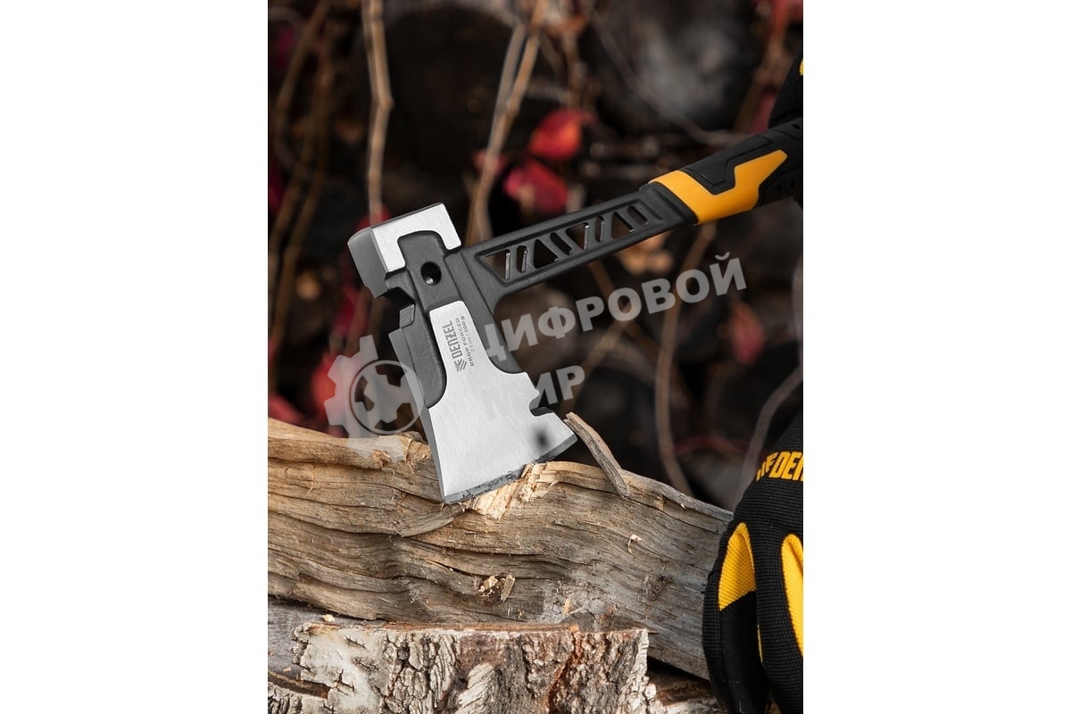 Топор цельнокованый Denzel 600 г, двухкомпонентная обрезиненная рукоятка