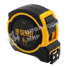 Рулетка Denzel 8м х 25мм, двухкомп. корпус, магнитный обрезиненный зацеп