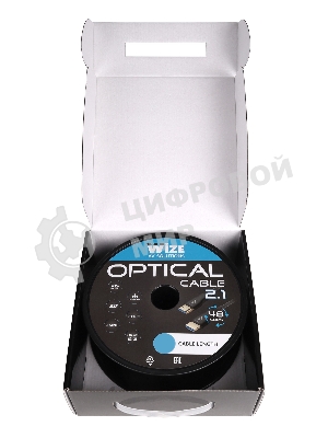 Кабель HDMI Wize AOC-8K-HM-HM-15M оптический, 15 м, 8K/60HZ 4:4:4, v.2.1, ARC, 19M/19M, HDCP 2.2, Ethernet, черный, коробка