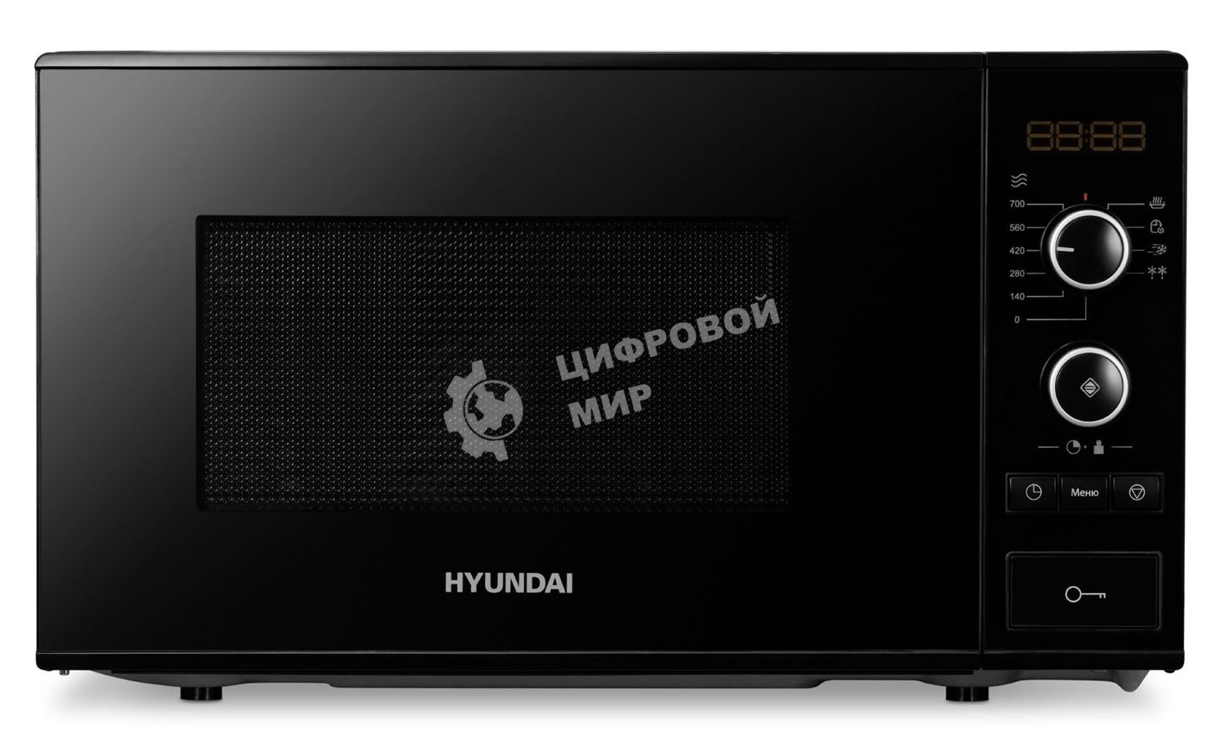 Микроволновая печь Hyundai HYM-D3032 черный, 20 л, 700 Вт, переключатели - кнопки, поворотный механизм