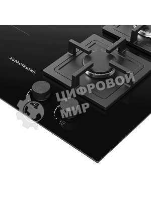 Комбинированная варочная панель Kuppersberg, индукция/газ, High-Tech, 59 см, 9 уровней мощности, блокировка управления, автоматическое отключение, таймер, Booster, слайдерное/механическое управление, черный