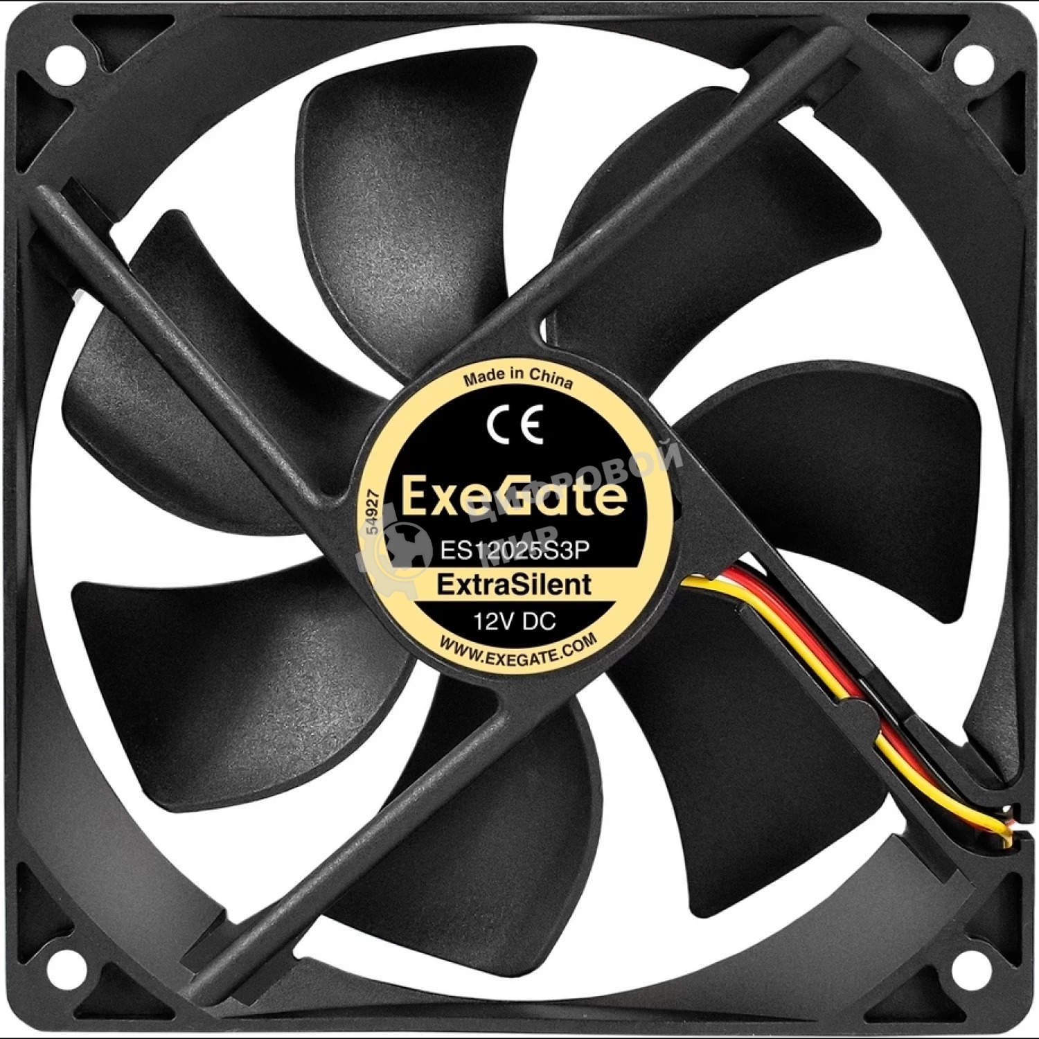 Вентилятор для корпуса ExeGate ExtraSilent ES12025S3P черный, 120 мм, 1300 об/мин, 22 дБ, 3 pin