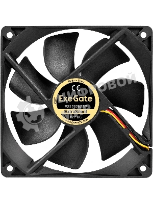 Вентилятор для корпуса ExeGate ExtraSilent ES12025S3P черный, 120 мм, 1300 об/мин, 22 дБ, 3 pin