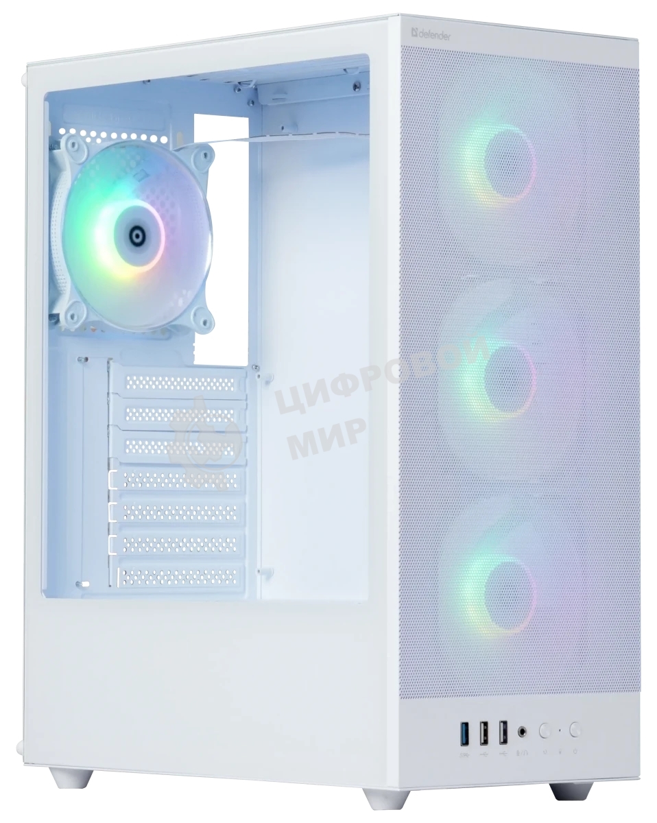 Компьютерный корпус Defender RaptorX белый,ATX,4fans,switch&M/BSync