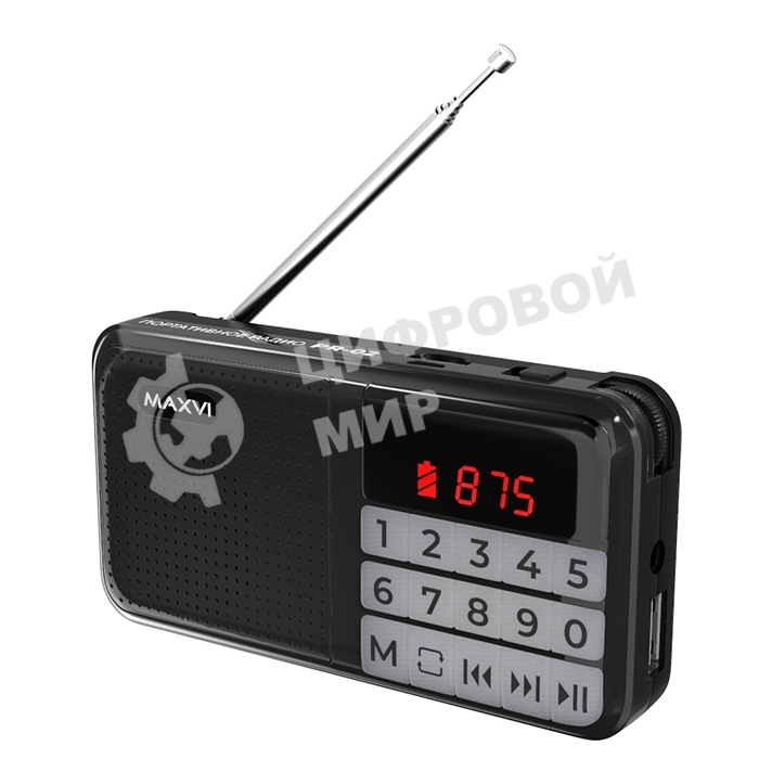 Радио FM-приемник Maxvi PR-02 черный. Цифровой приемник Maxvi PR-02 предназначен для прослушивания радио и музыки. Миниатюрный Maxvi PR-02 - удобный в переноске и помещается в карман. Можно использовать карты памяти microSD и внешний USB-накопитель для воспроизведения музыки, а также аудиокниг. Благодаря функции автоматического поиска гаджет может самостоятельно находить доступные радиостанции и сохранять их в памяти