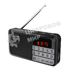 Радио FM-приемник Maxvi PR-02 черный. Цифровой приемник Maxvi PR-02 предназначен для прослушивания радио и музыки. Миниатюрный Maxvi PR-02 - удобный в переноске и помещается в карман. Можно использовать карты памяти microSD и внешний USB-накопитель для воспроизведения музыки, а также аудиокниг. Благодаря функции автоматического поиска гаджет может самостоятельно находить доступные радиостанции и сохранять их в памяти