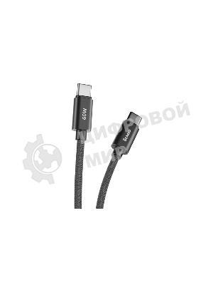 Кабель OLMIO REEL, Type-C - Type-C, 60W 3A, 1.2м, тканевая оплетка, черный