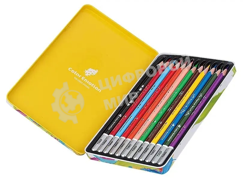Карандаши цветные Deli Color Emotion EC00205 EC00205, липа, 12 цветов, коробка металлическая