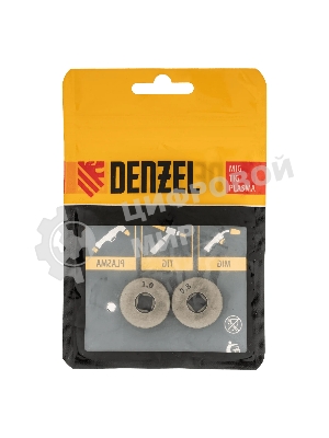 Подающий ролик Denzel V профиль под стальную проволоку 0,8-1 мм, посадка квадрат, 2 шт