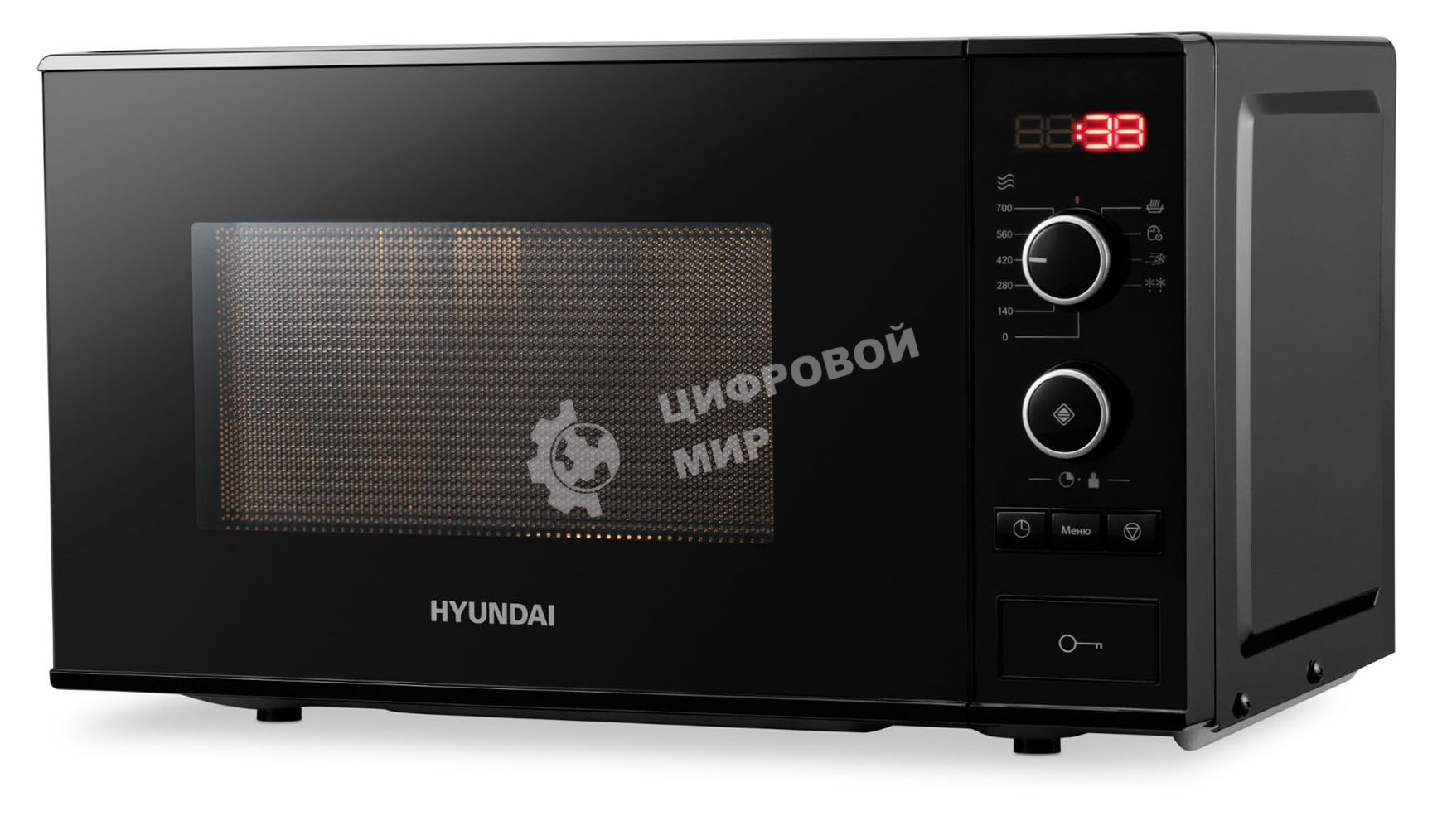 Микроволновая печь Hyundai HYM-D3032 черный, 20 л, 700 Вт, переключатели - кнопки, поворотный механизм
