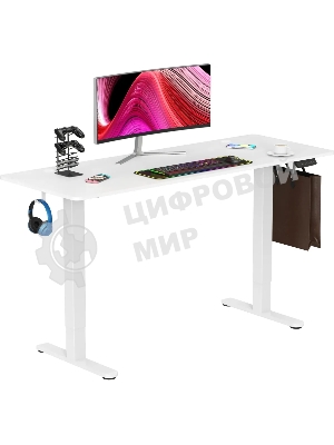 Стол компьютерный Cactus CS-EDL-WWT столешница ДСП, белый каркас белый