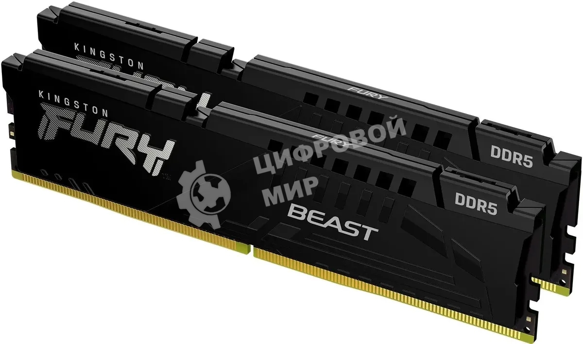 Оперативная память Kingston Fury Beast Black, DDR5, 64GB (2x32GB), 5200 MHz, CL40, с радиатором, чёрный