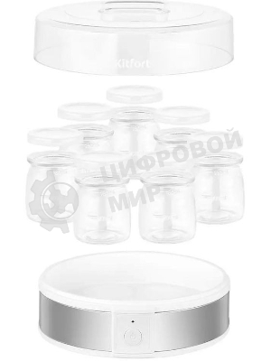 Йогуртница Kitfort КТ-6405 20Вт 7б. 180 мл упр.:механич. серебристый/белый