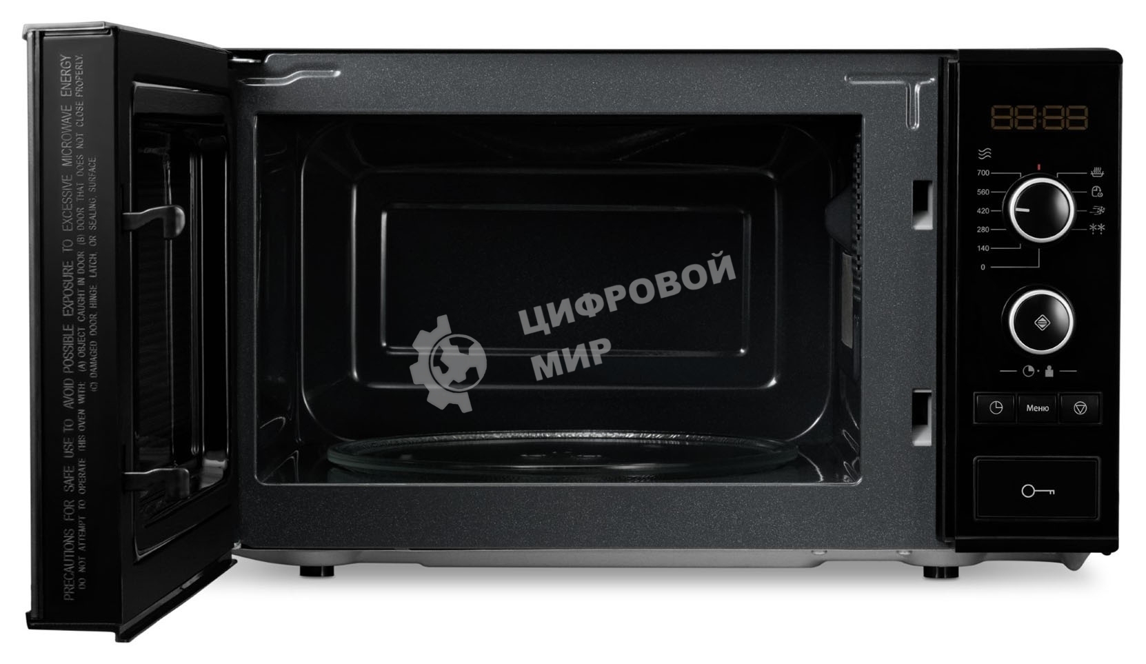 Микроволновая печь Hyundai HYM-D3032 черный, 20 л, 700 Вт, переключатели - кнопки, поворотный механизм