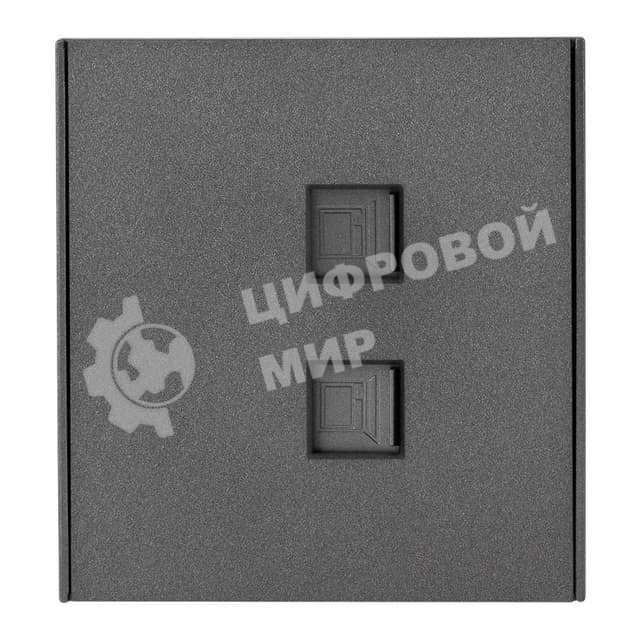 Розетка Kranz STRONG компьютерная двойная RJ45+RJ45 кат6 с/у графит