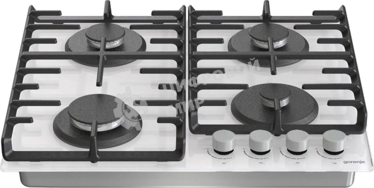 Газовая варочная панель Gorenje GT642AXW, 4 конфорки, закаленное стекло, белый
