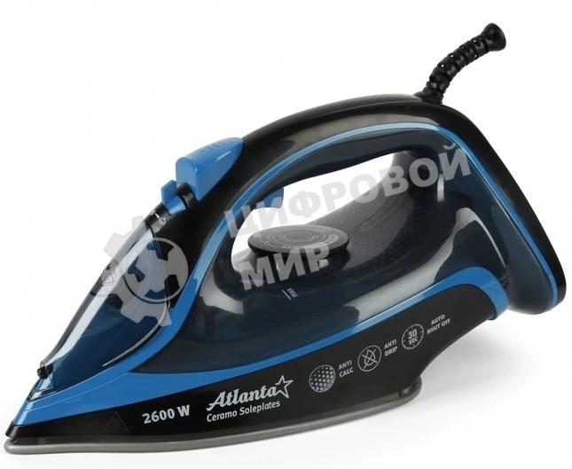 Утюг Atlanta ATH-5581 черный/синий, 2600 Вт, 32 г/мин, 89 г/мин, 380 мл