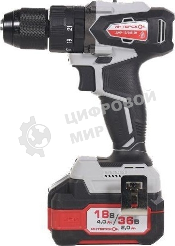 Дрель-шуруповерт аккумуляторная ИНТЕРСКОЛ DAU-13/36V 50