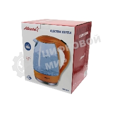 Чайник электрический ATLANTA ATH-2461 оранжевый, стекло, 1,7 л, 2000 Вт, иллюминация