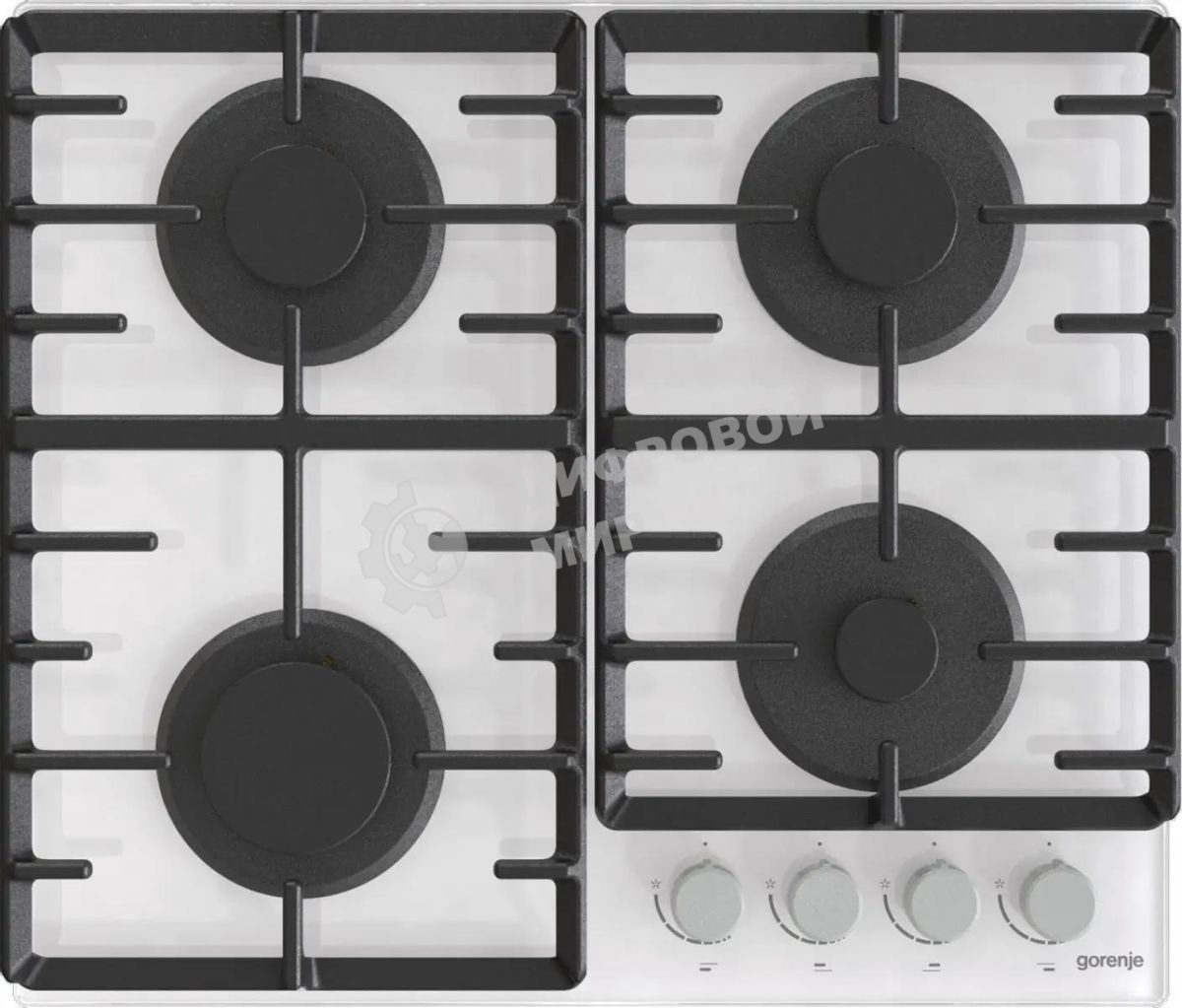 Газовая варочная панель Gorenje GT642AXW, 4 конфорки, закаленное стекло, белый