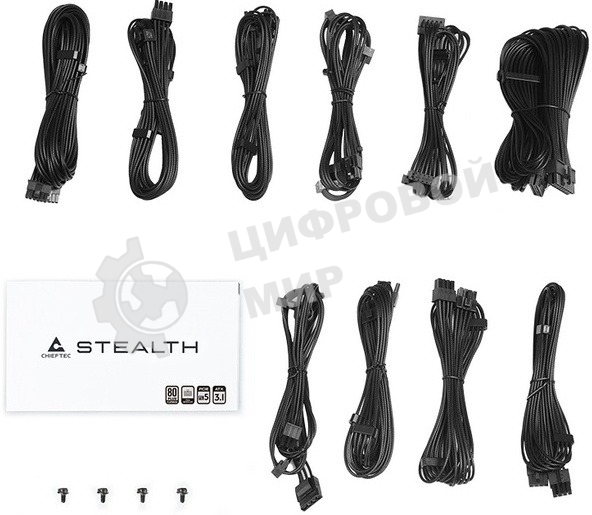 Блок питания Chieftec Stealth SPX-1000-FC (ATX 3.1, 1000W, 80 PLUS PLATINUM, Active PFC, 135mm fan, Gen5 PCIe, Full Cable Management) Retail