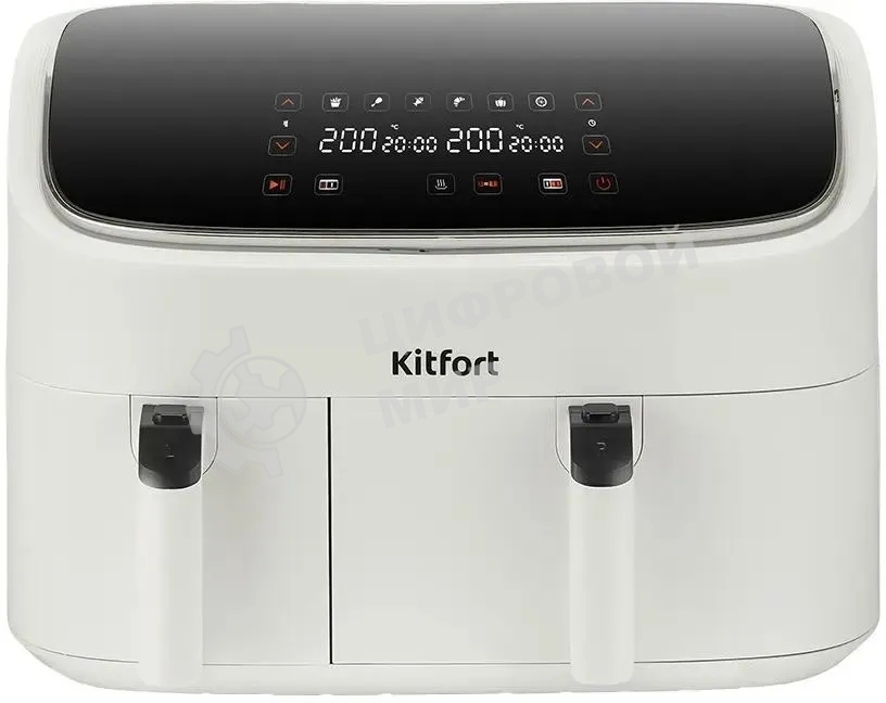 Аэрогриль Kitfort КТ-2257 белый, 2850 Вт, 9 л (3 л + 6 л), сенсор, 6 программ