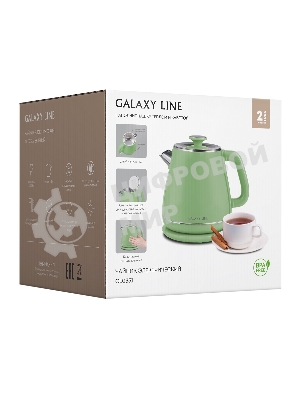 Чайник электрический Galaxy Line GL 0331, зеленый, пластик, двойная стенка из нержавеющей стали AISI 304 и пищевого пластика, 2200 Вт, 1.8 л, индикатор работы