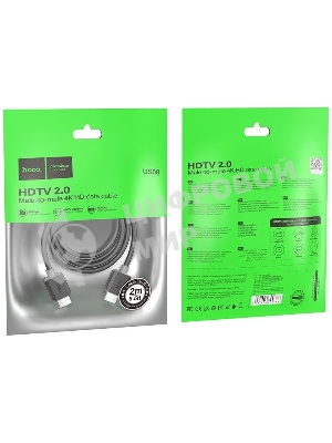 Кабель Hoco US08 ver2.0 HDMI (m) HDMI (m) 2м черный (пакет)