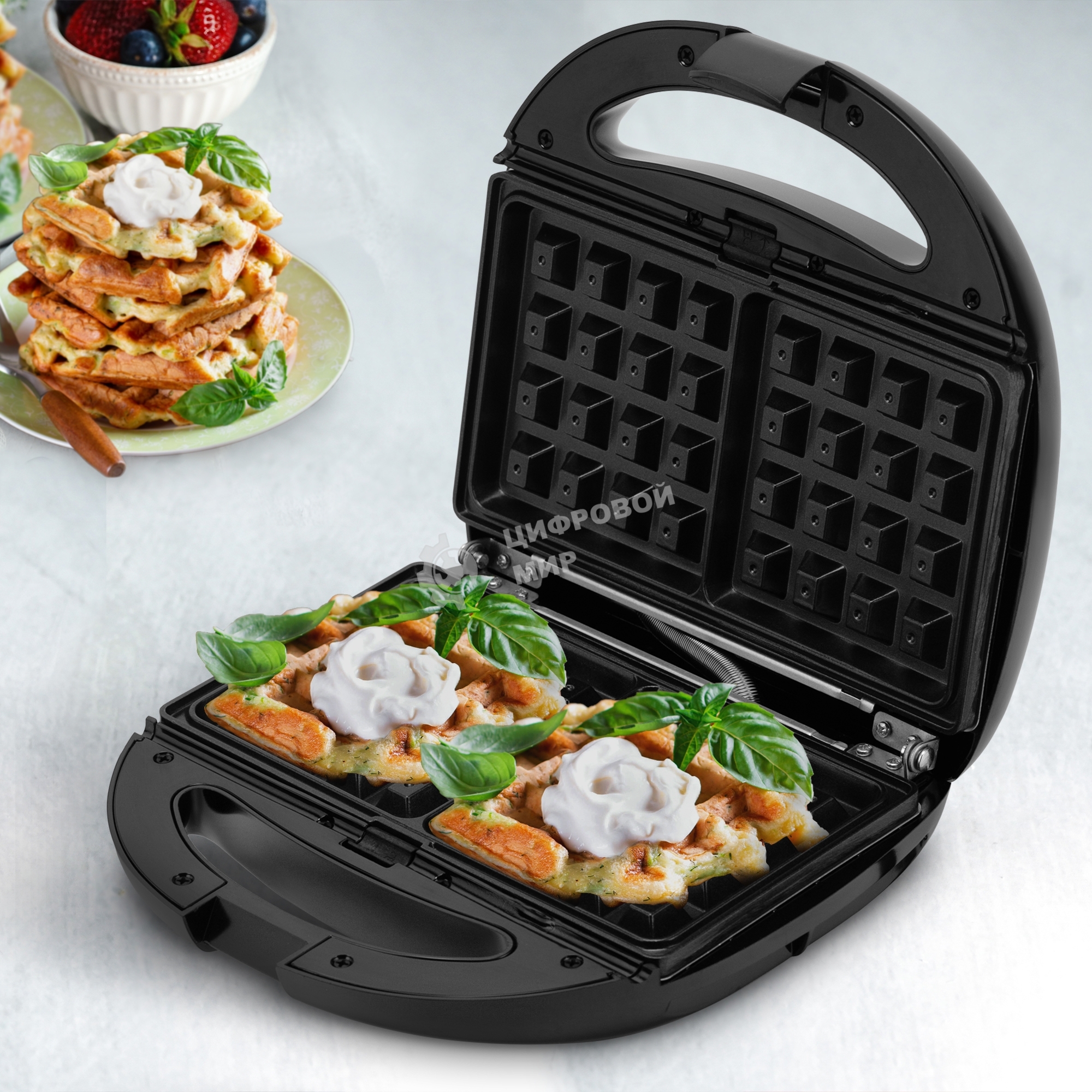 Вафельница Maxwell MW-1561 800Вт черный