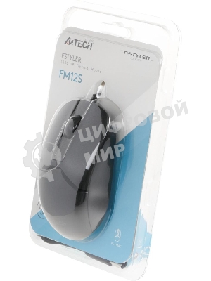 Мышь проводная A4Tech Fstyler FM12S черный, 1200 dpi, USB, кнопки - 3