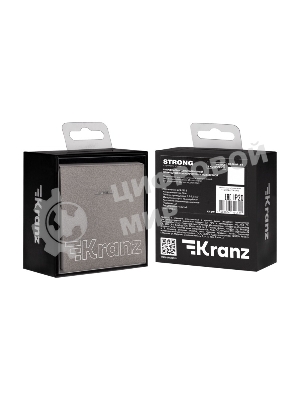 Выключатель Kranz STRONG 1 кл проходной (переключатель) с подсветкой 10А с/у графит
