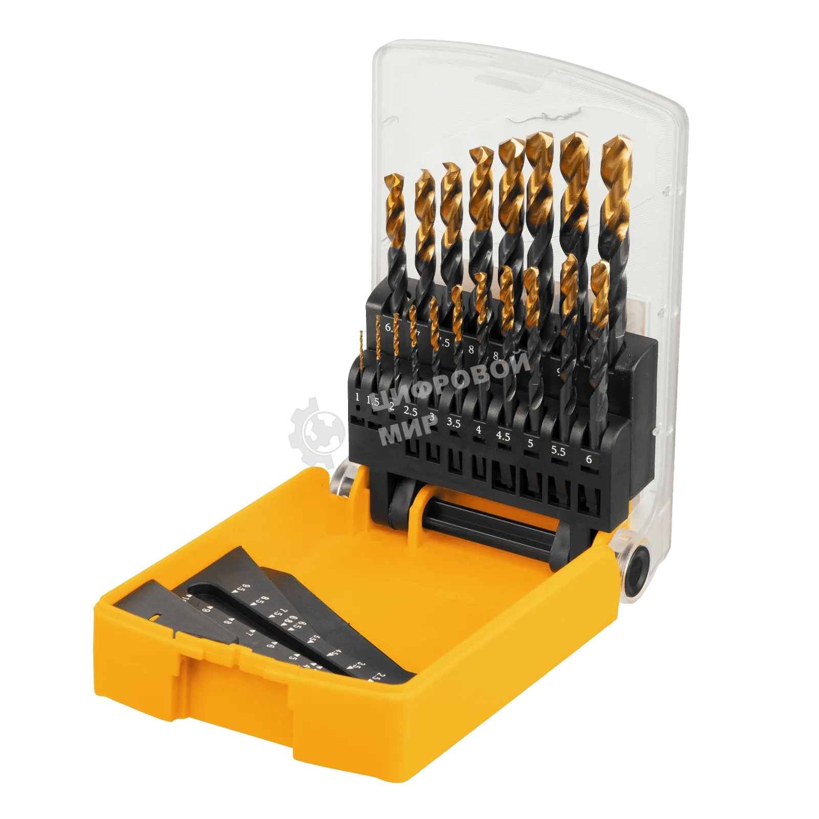 Набор сверл по металлу Denzel 1-10 мм, HSS-Tin, Golden Tip, 19 шт