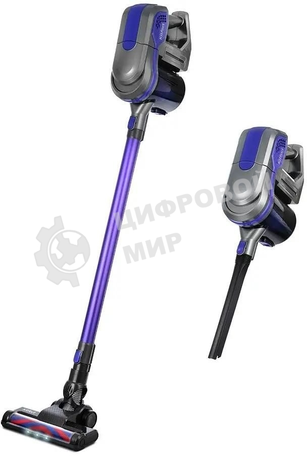 Пылесос вертикальный Kitfort КТ-5103 синий/серый, питание от аккумулятора, 60 Вт, уборка сухая, пылесборник 0.45 л, работа от АКБ max 30 мин.