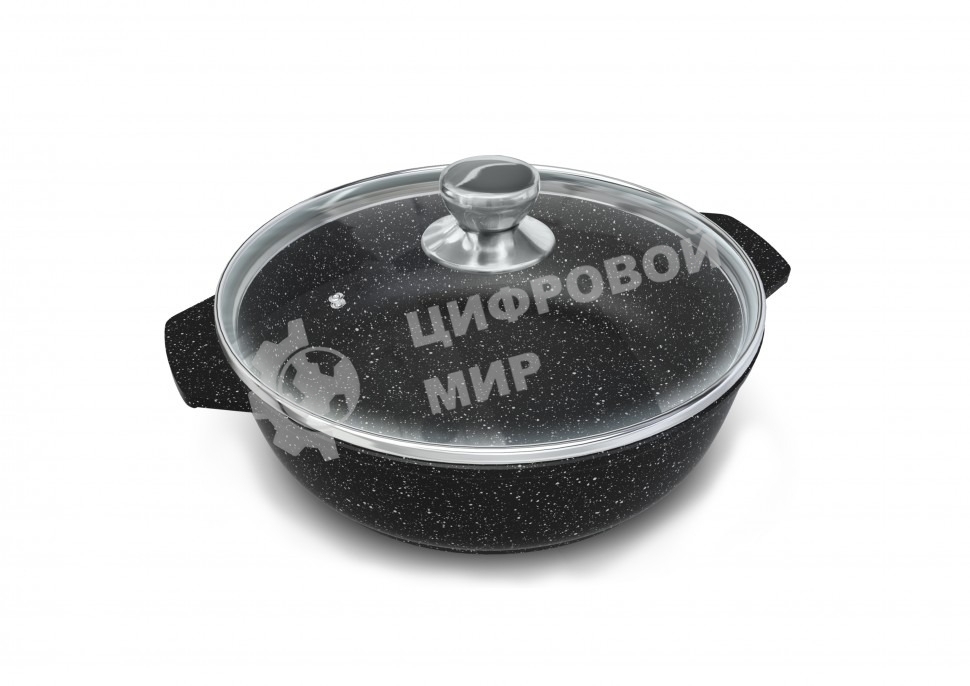 Жаровня со стекл. крышкой НЕВА МЕТАЛЛ ПОСУДА L186530i 3 л литая Индукция Гранит