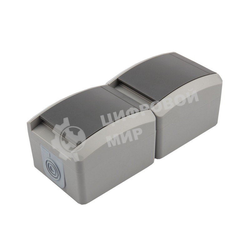 Блок из 2 розеток вертикальный Kranz INDUSTRIAL открытой установки с заземлением, IP54 серый