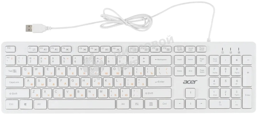 Клавиатура проводная Acer OKW123, USB, белый