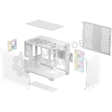 Компьютерный корпус Deepcool CG330 3F WH без БП, боковое окно (панорама), 3x120мм ARGB PWM вентилятора, белый, mATX (R-CG330-BKNGM3-G)