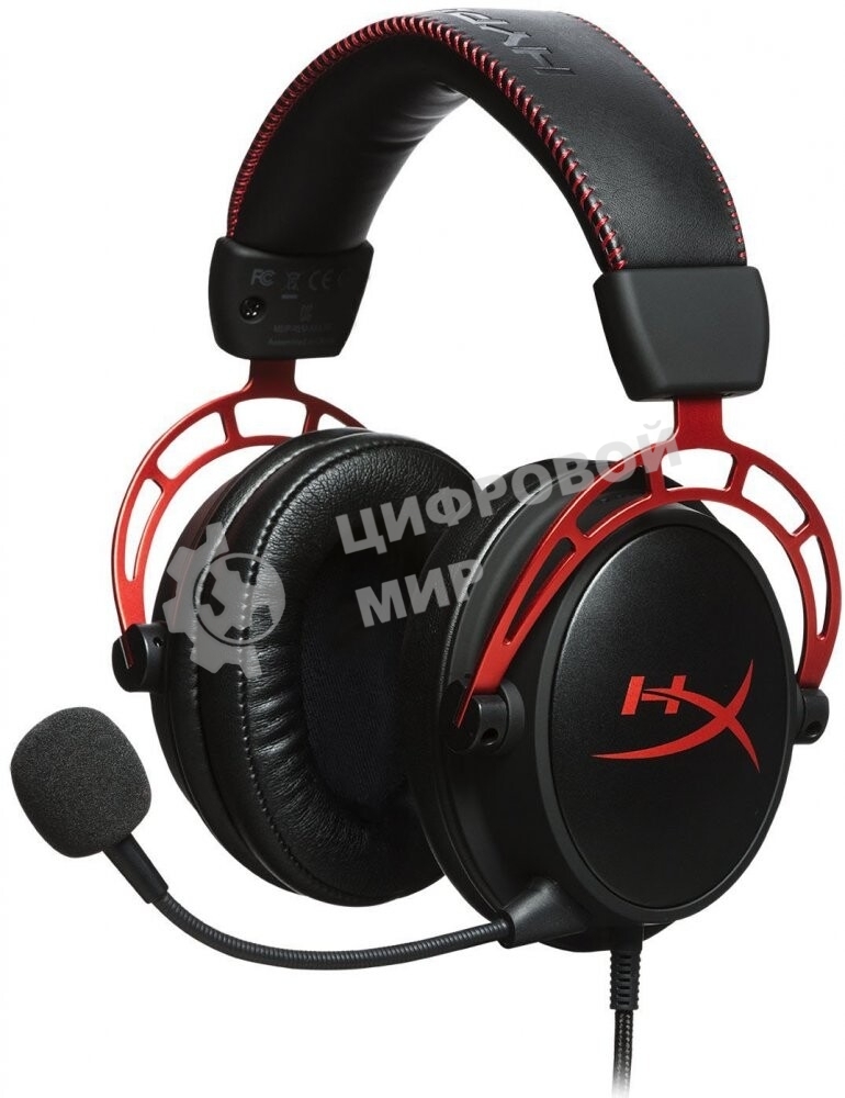 Гарнитура HyperX Cloud Alpha чёрный-красный, проводная, 2 x 3.5 мм, съёмный микрофон с шумоподавлением, регулятор громкости на кабеле