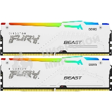 Оперативная память Kingston Fury Beast, DDR5, 32Gb (2x16Gb), 5200MHz, CL40, DIMM, с радиаторами, RGB, белый