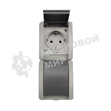 Блок из 2 розеток вертикальный Kranz INDUSTRIAL открытой установки с заземлением, IP54 серый