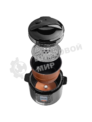 Скороварка-мультиварка электрическая Endever Vita-132, черный/стальной, мощность 1200 Вт, емкость 6л, 16 авторежимов работы, книга рецептов, 2 шт/уп.