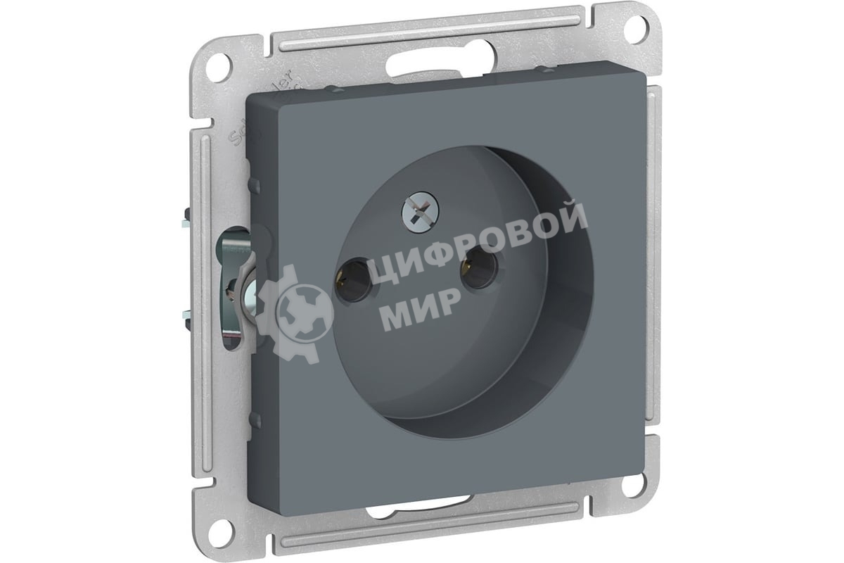 Механизм розетки 1-м СП AtlasDesign 16А IP20 без заземл. грифель