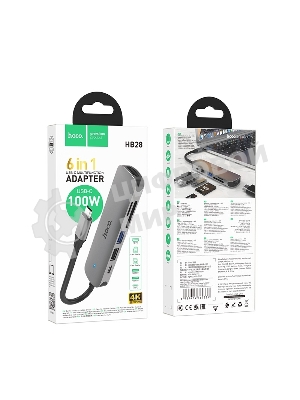 Док-станция Hoco HB28, USB Type-C, USB 3.0/PD100W/SD/TF/USB 2.0/HDMI, USB Type-C