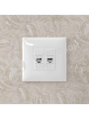 Розетка компьютерная DKC Avanti 4400664 RJ-45 без шторки в стену, кат.5е двойная, 