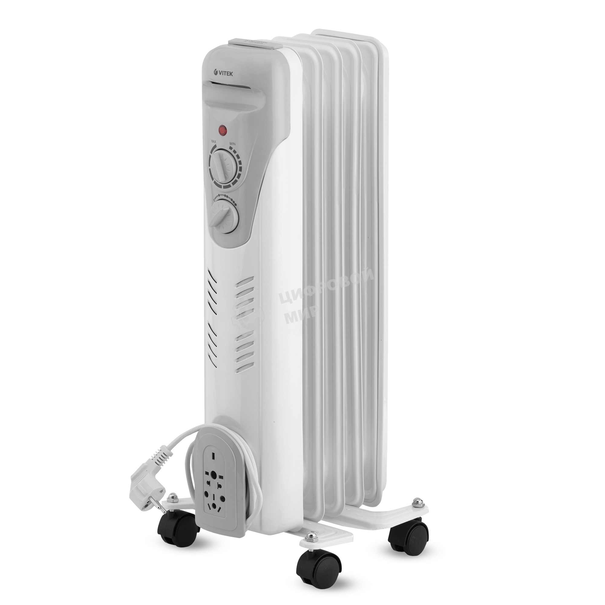 Обогреватель масляный Vitek VT-1707 W (5 секций) белый, 1000 Вт, 10 м2, термостат