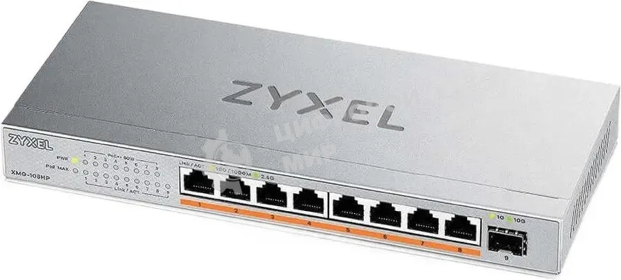 Коммутатор Zyxel XMG-108HP-EU0101F (L2) 8x2.5 Гбит/с 1SFP+ 8PoE++ 100W неуправляемый