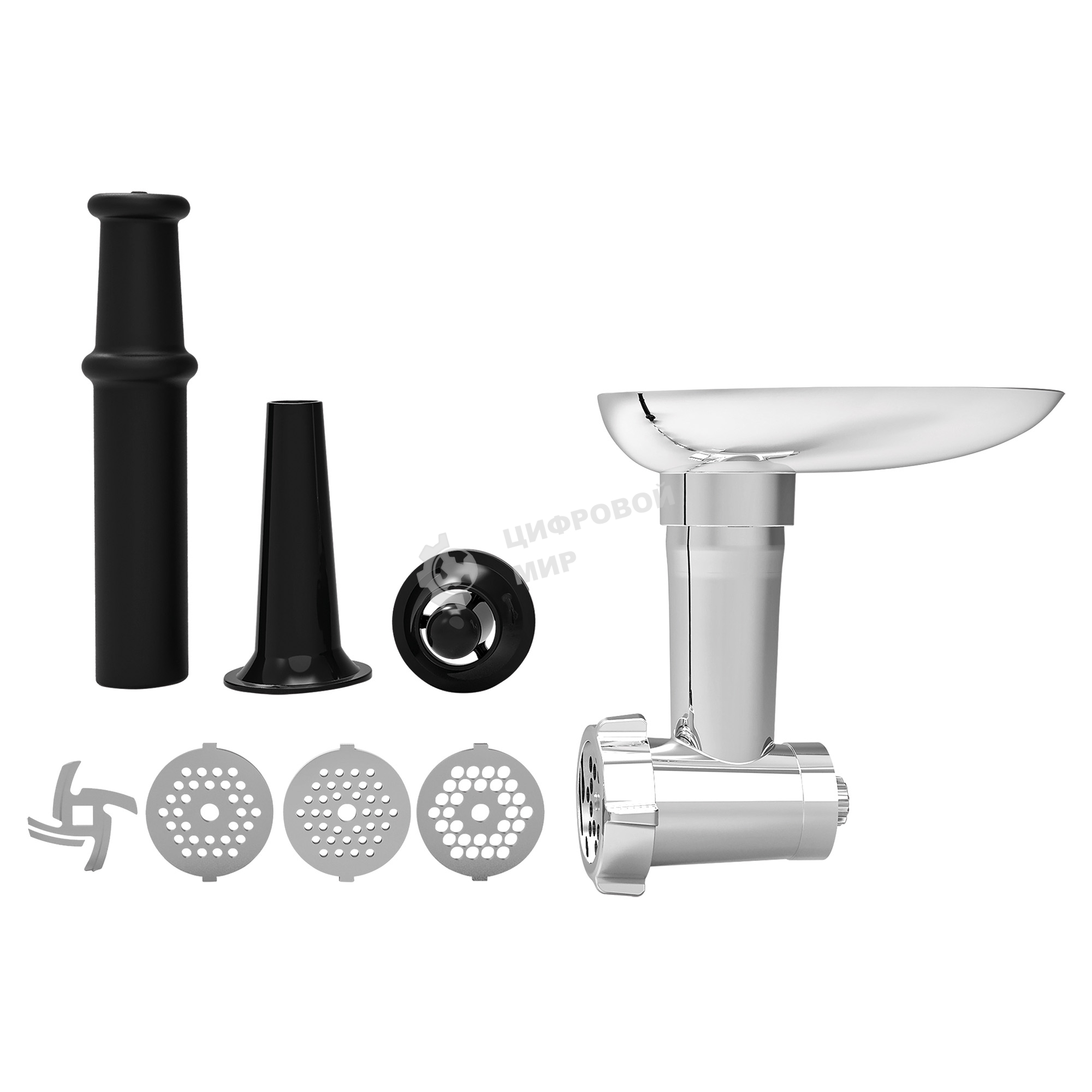 Мясорубка электрическая BBK MG2000 металлик/черный, 2000 Вт, 2.0 кг/мин, реверс, защита от перегрузки, насадки - 5