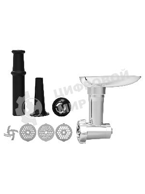 Мясорубка электрическая BBK MG2000 металлик/черный, 2000 Вт, 2.0 кг/мин, реверс, защита от перегрузки, насадки - 5