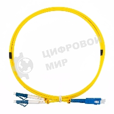 Патч-корд оптический одномодовый (SM) 9/125 OS2 разъемы LC/UPC-SC/UPC 3мм дуплекс LSZH 10м желтый REXANT